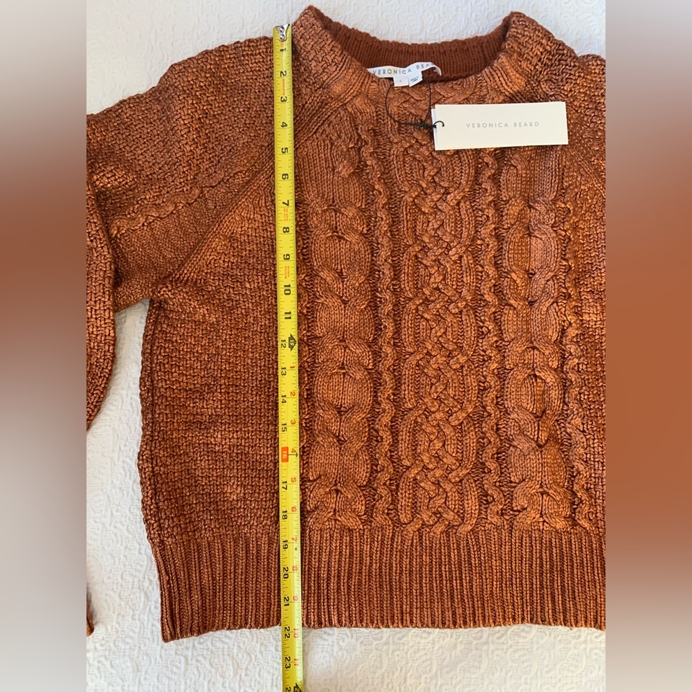 Gorgeous Veronica Beard Yola Foil Finish Sweater in Copper, Size Large. NWT. - Picture 6 of 8